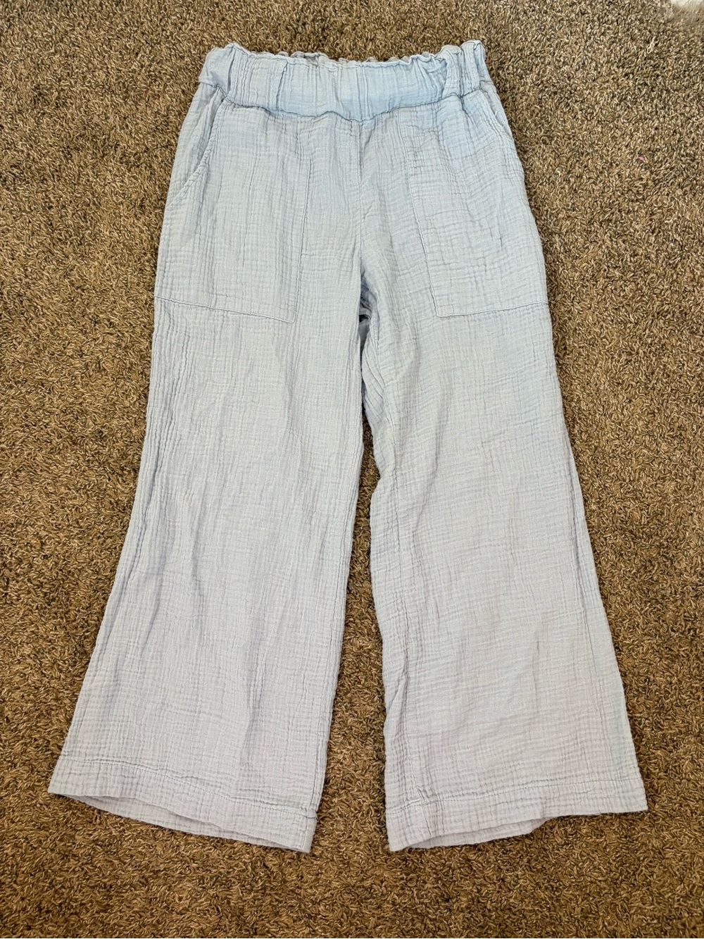 Womens BanJara Blue Flared Bottom Pants Size Medium Gauze Nautical Beachy